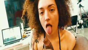 Cock sucking on webcam together with amateur Black Guy