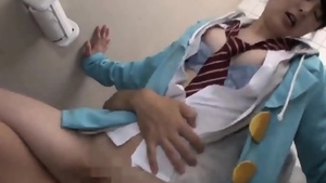 Brunette hardcore in toilet