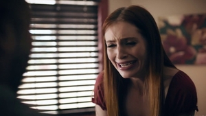 Redhead shows natural tits