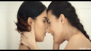 Erotic Katy Rose tongue kissing