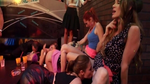 Orgy in the company of charming babe