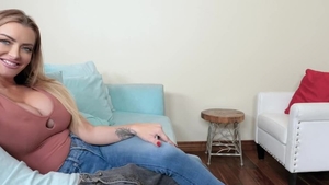 Skinny and busty housewife fantasy cumshot