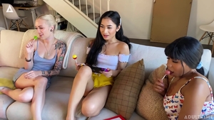 Tattooed Alex Grey lesbians playing with sex toys porn  