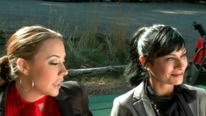 Sucking cock in the woods alongside brunette Chanel Preston