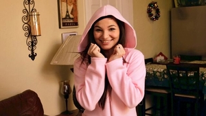 Brunette Nina Turk striptease on sofa