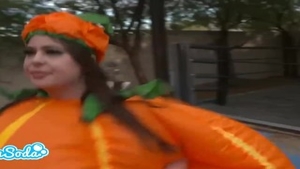 Busty latina model rough grappling