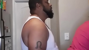 Ebony amateur homemade doggy fucks in the kitchen