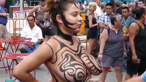 Girl riding a dick in public