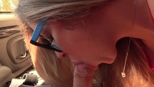 Exploited College Girls - Teen dick sucking in a car in HD