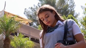 Small tits girl rammed hard in the pool