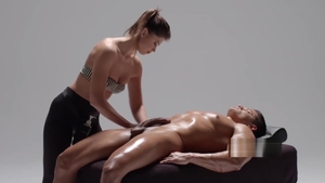 Muscle brunette cumshot HD